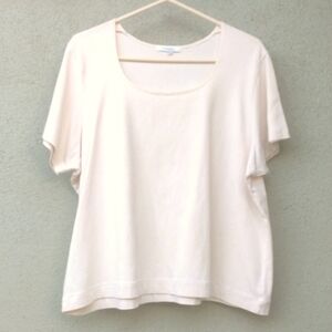 Dressbarn Scoop Neck Cream Short Sleeve T-shirt XL